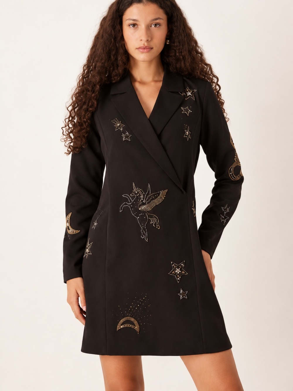 Hope & Ivy Embellished Blazer Mini Dress in Black Size 12~ NWT